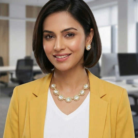 VICTORIAN MOISSANITE KUNDAN NECKLACE SET