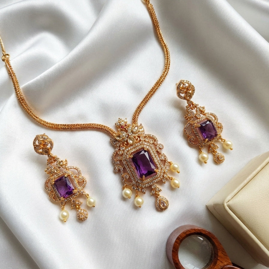 CELESTE PASTEL AD PENDANT NECKLACE AND EARRINGS SET