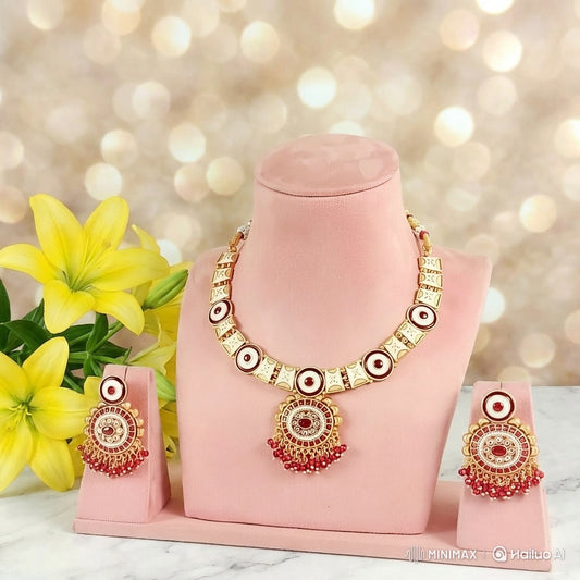PARINITA MEENAKARI RUBY BEADED REGAL NECKLACE