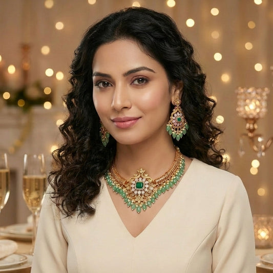 SANGHMITRA KUNDAN STONE BEADED NECKLACE