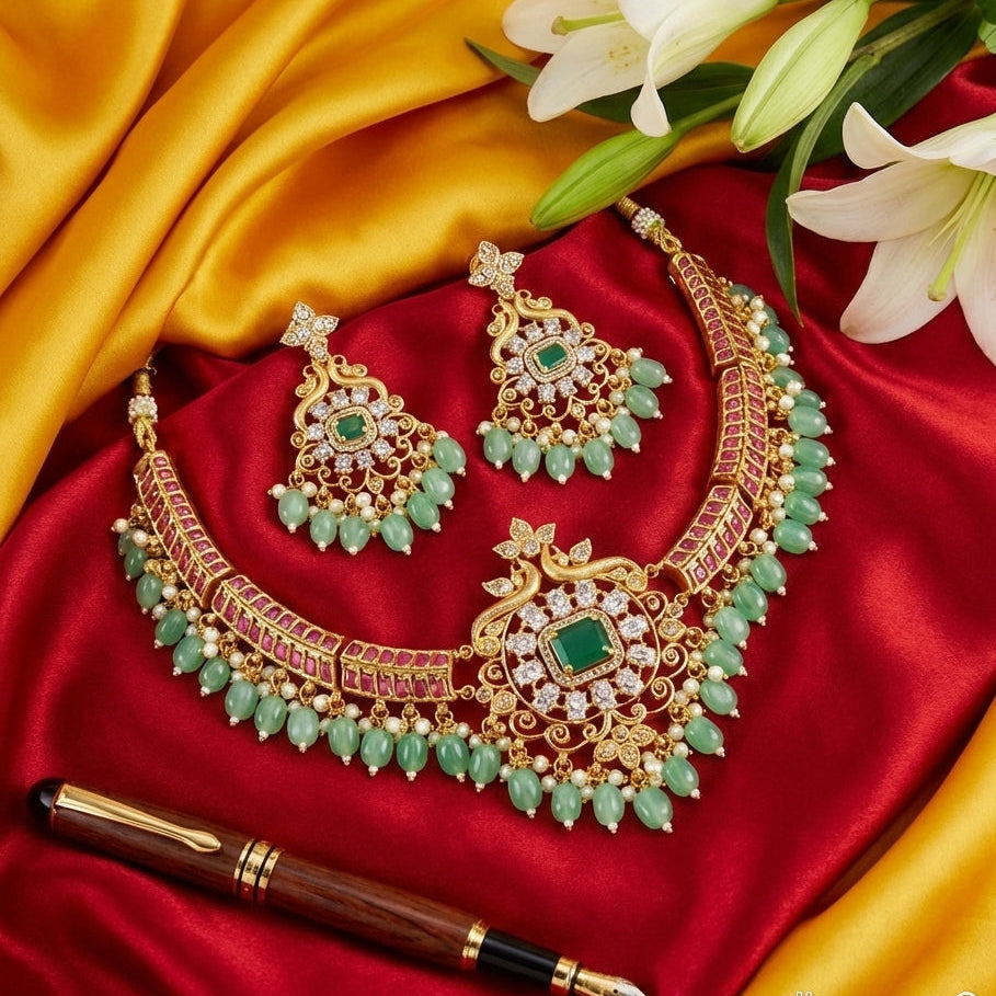 SANGHMITRA KUNDAN STONE BEADED NECKLACE