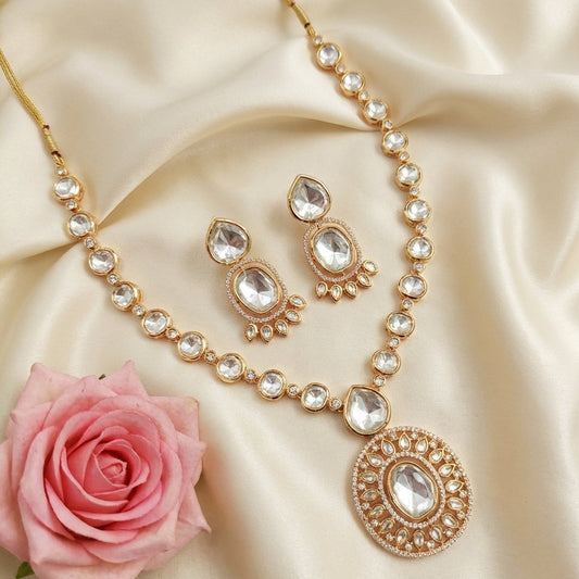 VICTORIAN ROYAL MOISSANITE KUNDAN NECKLACE SET
