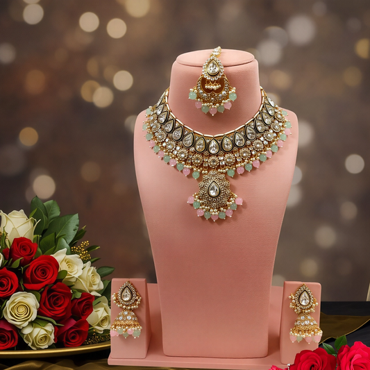 GAYATRI DEVI KUNDAN POLKI NECKLACE SET B