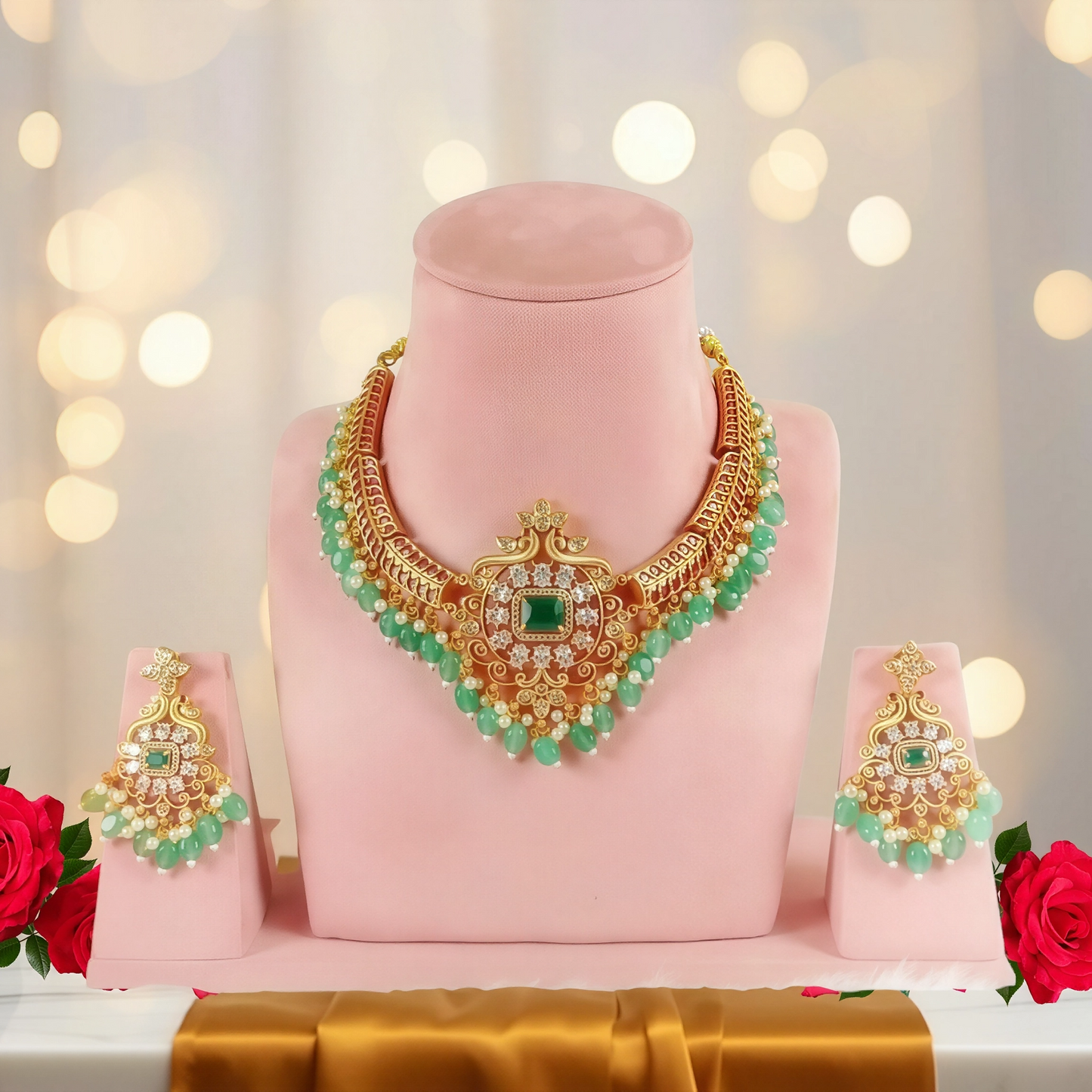 SANGHMITRA KUNDAN STONE BEADED NECKLACE