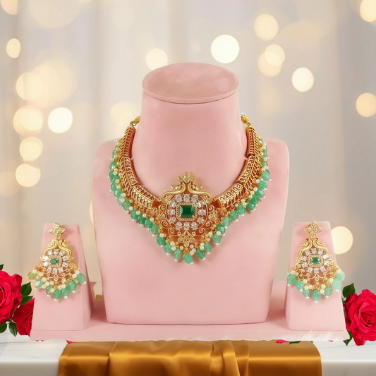 SANGHMITRA KUNDAN STONE BEADED NECKLACE