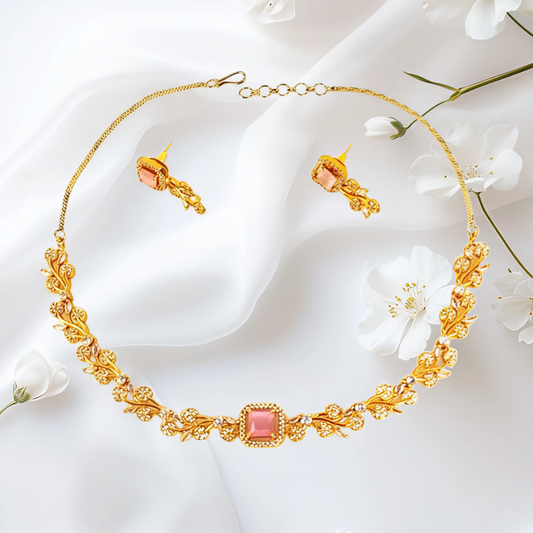 PRINCESS IN VIBES MOISSANITE MILLENIAL PINK BEADED PENDANT SET