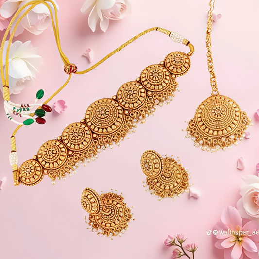 VASUNDHARA REGAL DOME MOTIF CHOKER SET