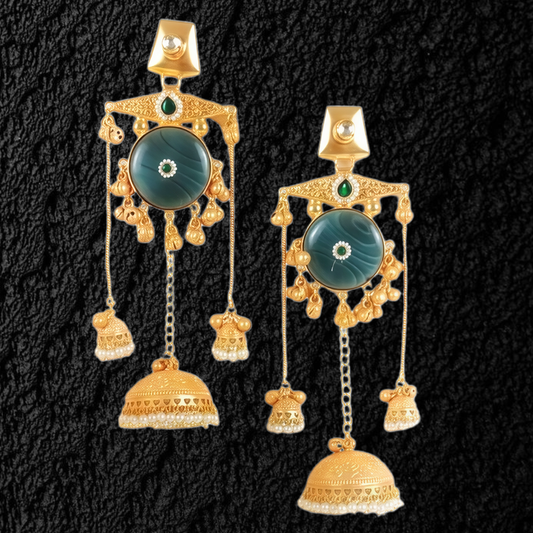 AAMRAPALI TEAL GREEN DANGLER JHUMKA