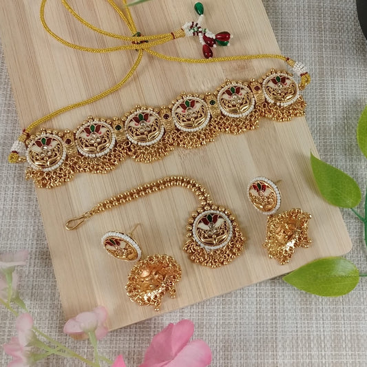 VASUNDHARA MEENAKARI CHOKER JHUMKA SET