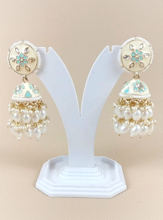 ENCHANTED BLOOM MEENAKARI AND BEADED JHUMKI
