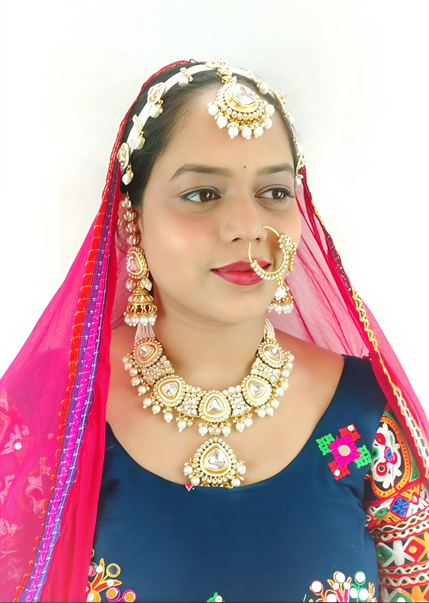 YASHODHARA KUNDAN POLKI PEARL WHITE SEMI BRIDAL SET