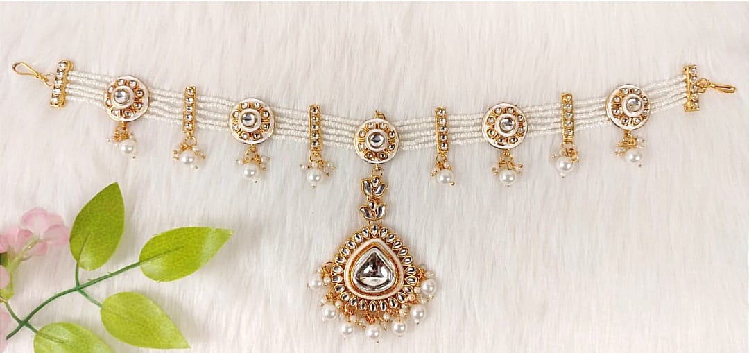 YASHODHARA KUNDAN POLKI PEARL WHITE SEMI BRIDAL SET