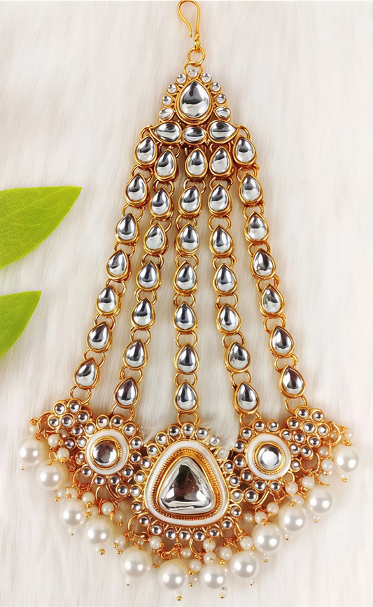 YASHODHARA KUNDAN POLKI PEARL WHITE SEMI BRIDAL SET