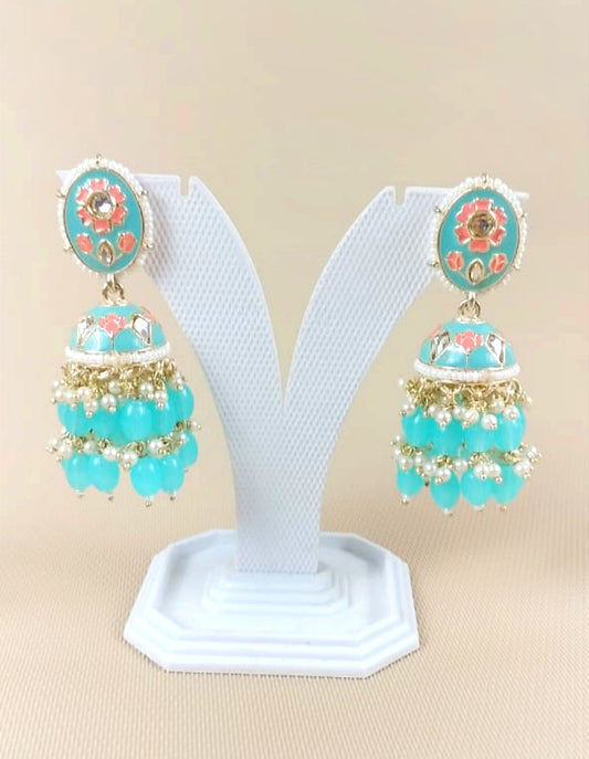 ENCHANTED BLOOM MEENAKARI AND BEADED JHUMKI