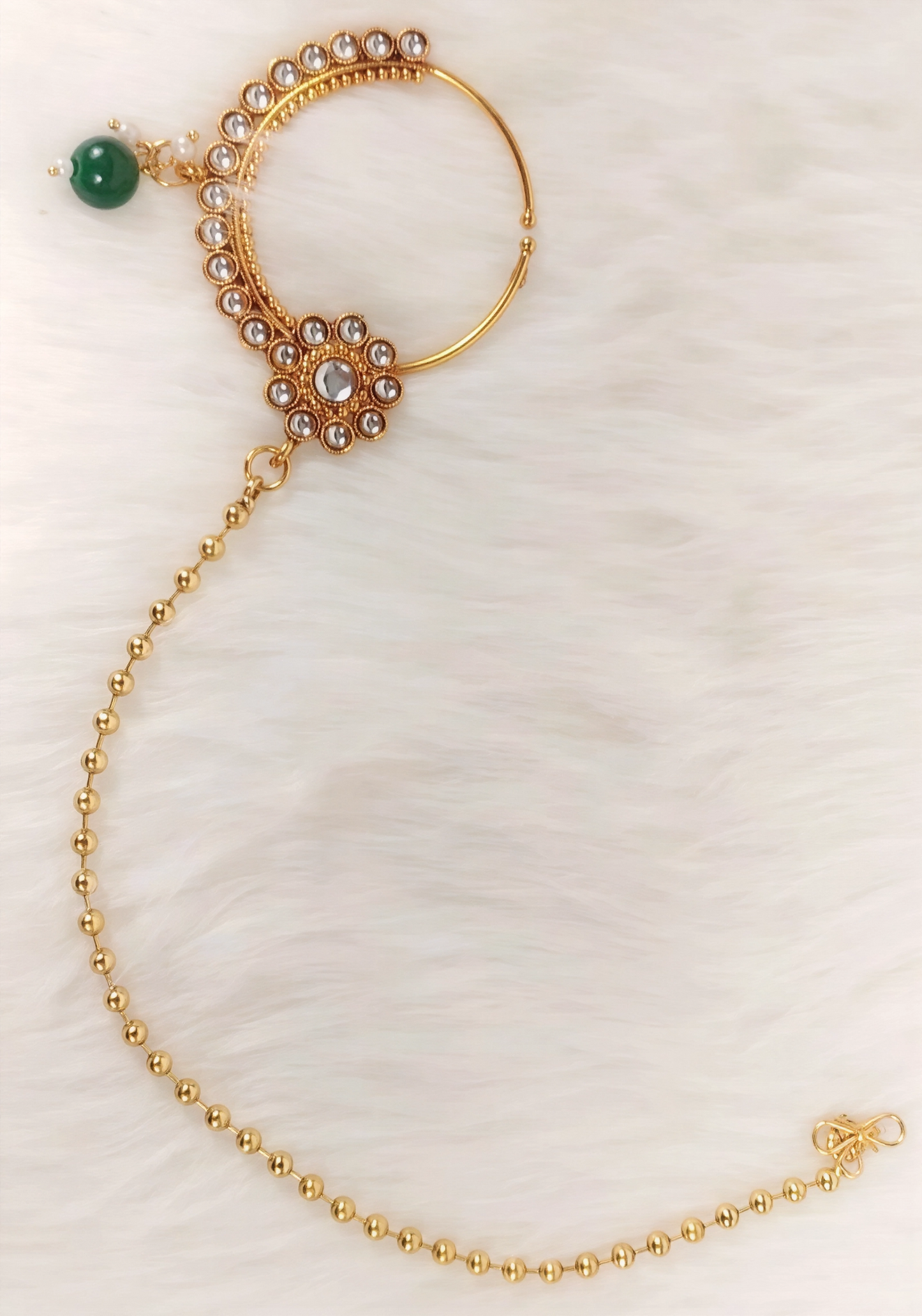 YASHODHARA KUNDAN POLKI GREEN SEMI BRIDAL SET B