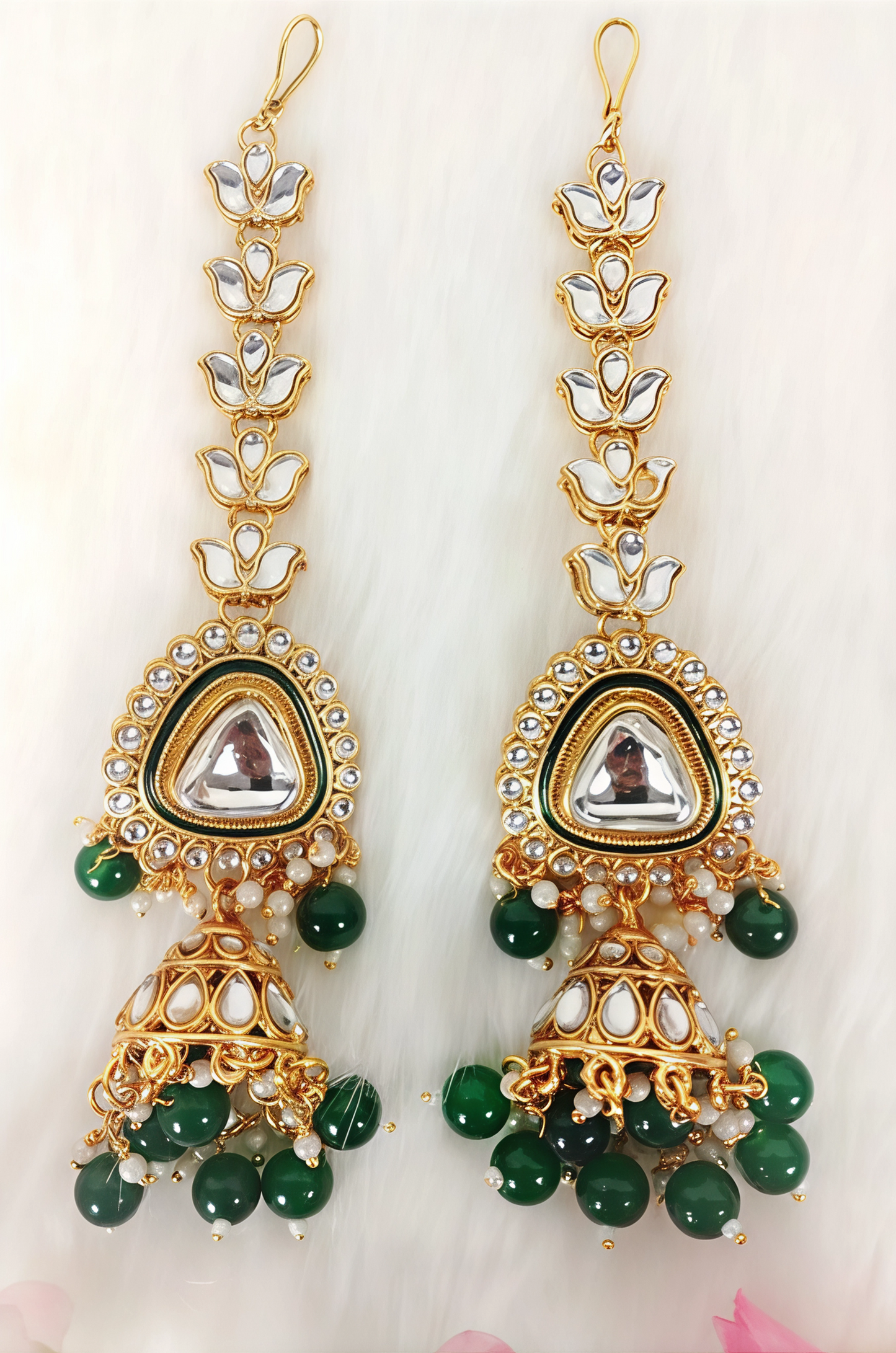 YASHODHARA KUNDAN POLKI GREEN SEMI BRIDAL SET B